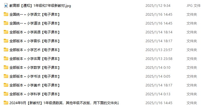 2024新小学科目-暑假用-书籍-学习资料-电子书夸克网盘资源分享