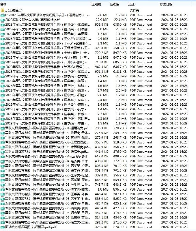 2024最新军队文职资料合集-书籍-学习资料-电子书夸克网盘资源分享