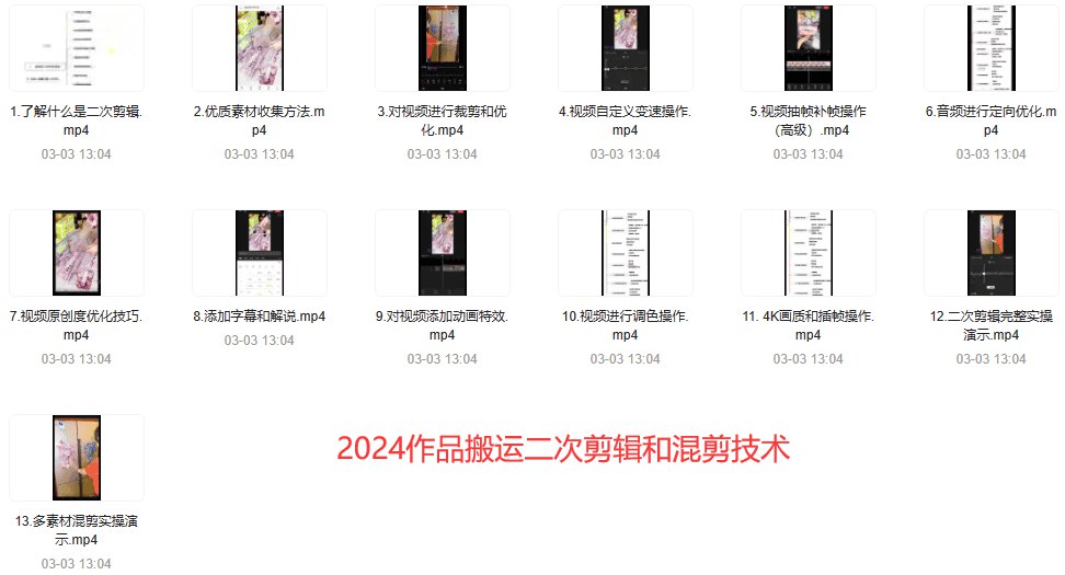 2024作品搬运二次剪辑和混剪技术-书籍-学习资料-电子书夸克网盘资源分享