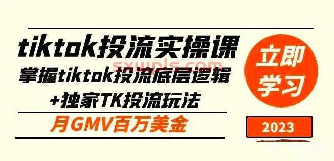 tiktok投流实操课:掌握tiktok投流底层逻辑+独家TK投流玩法月GMV百万美金-书籍-学习资料-电子书夸克网盘资源分享