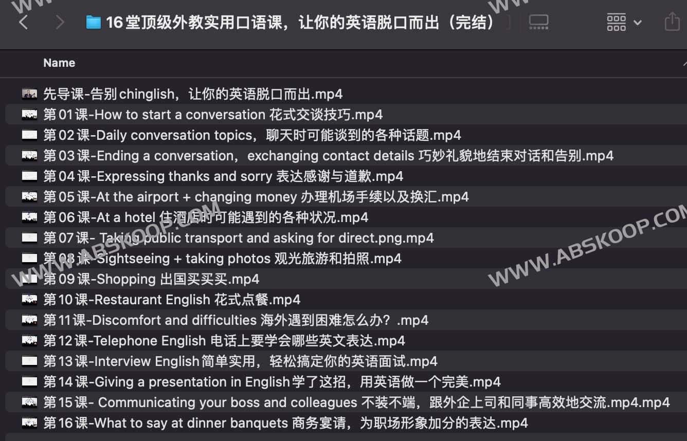 16堂顶级外教实用口语课，让你的英语脱口而出（完结）-书籍-学习资料-电子书夸克网盘资源分享