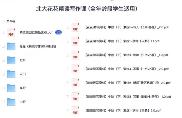 北大花花精读写作课 (全年龄段学生适用)-书籍-学习资料-电子书夸克网盘资源分享