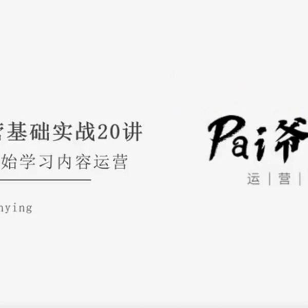pai爷运营-内容运营基础实战20讲:教会你从零开始学习内容运营-书籍-学习资料-电子书夸克网盘资源分享