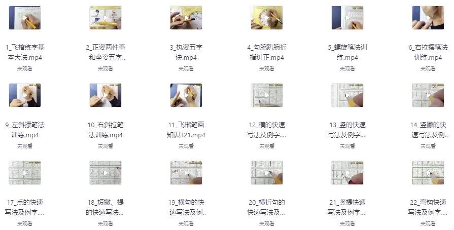 飞楷实用练字“9合1”全体系课-书籍-学习资料-电子书夸克网盘资源分享