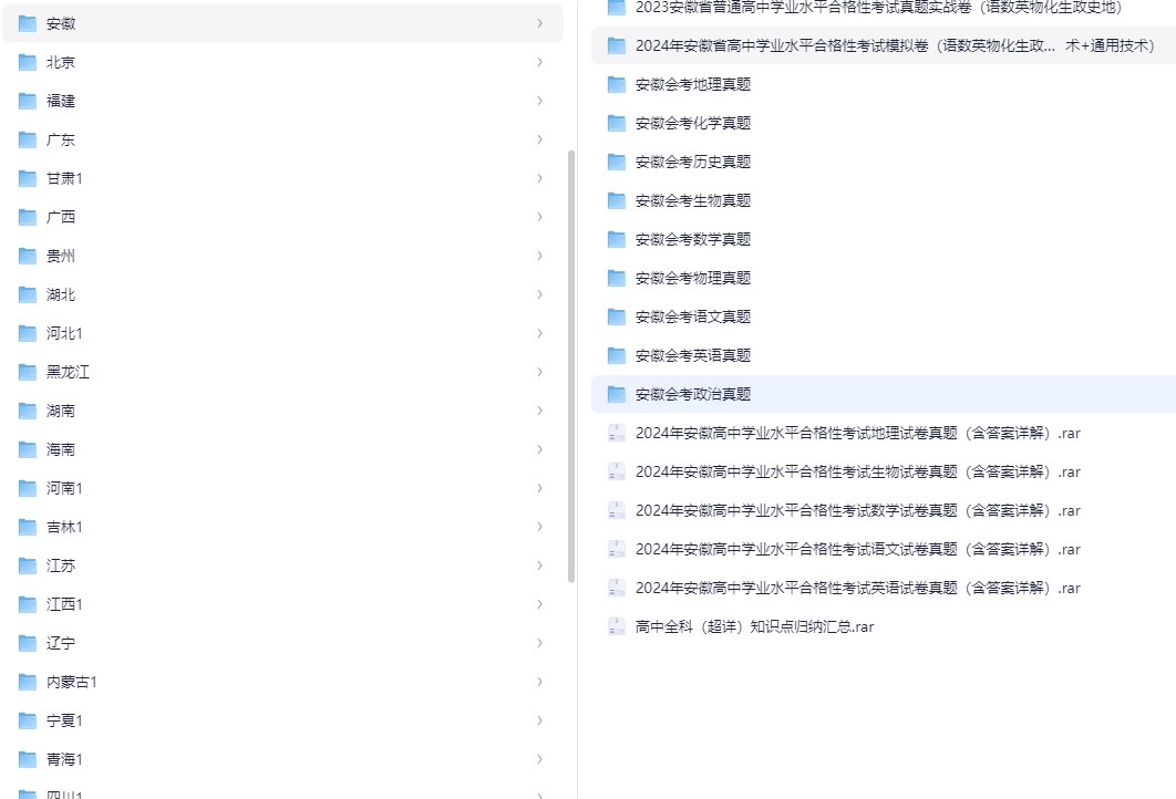 2025各省高中学业水平合格考试真题试卷-书籍-学习资料-电子书夸克网盘资源分享