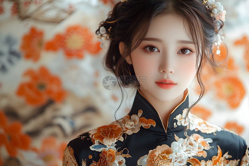 美女壁纸新中式黑金旗袍写真-书籍-学习资料-电子书夸克网盘资源分享