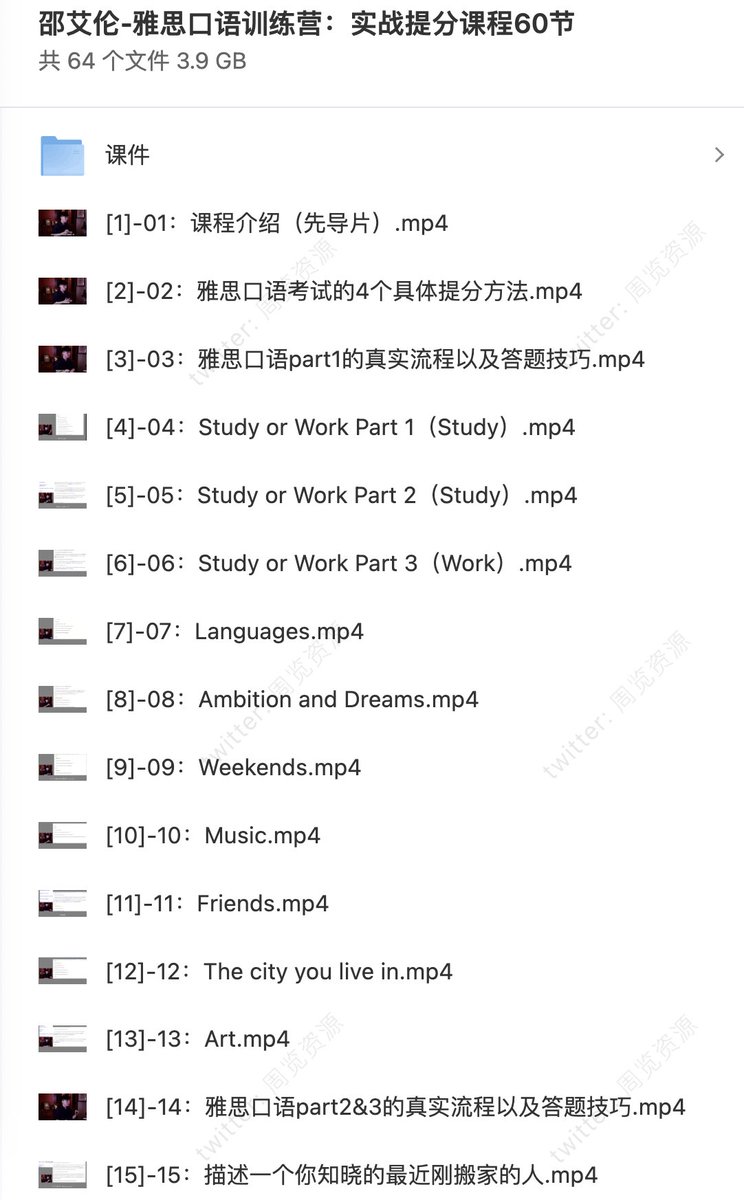 邵艾伦 - 雅思口语训练营:实战提分课程 60 节-书籍-学习资料-电子书夸克网盘资源分享