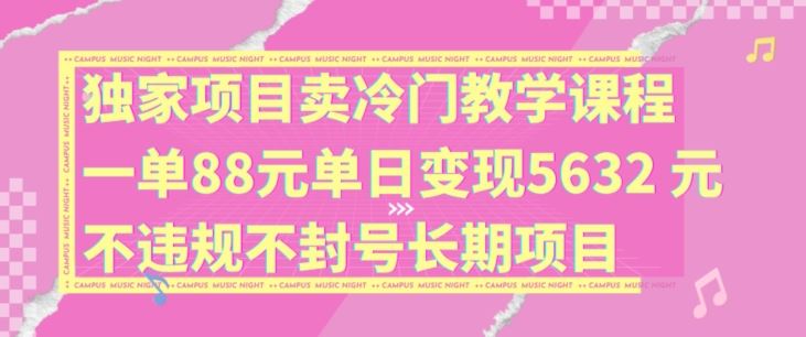 《独家项目卖冷门教学课程一单88元单日变现5632元违规不封号长期项目【揭秘】 》-书籍-学习资料-电子书夸克网盘资源分享