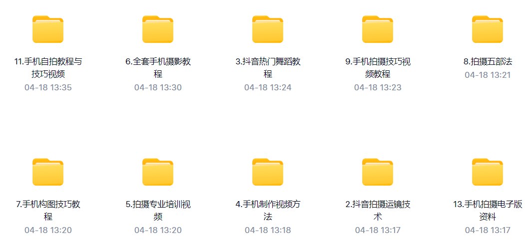 《短视频拍摄技巧教程合集 》-书籍-学习资料-电子书夸克网盘资源分享