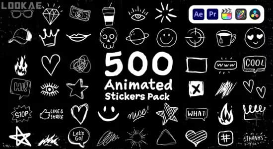 《视频素材 500个手绘卡通图形贴纸动画 Animated Stickers Pack 》-书籍-学习资料-电子书夸克网盘资源分享