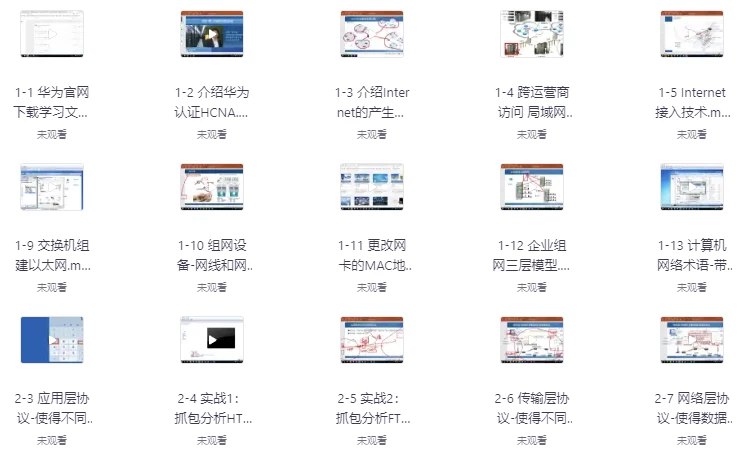 华为认证网络工程师（HCIA）-路由交换视频教程（206节）-书籍-学习资料-电子书夸克网盘资源分享