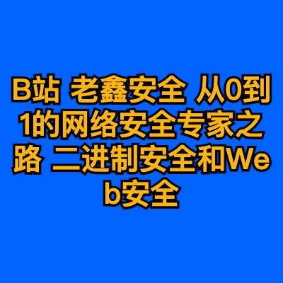 【B站】【老鑫安全】从0到1的网络安全专家之路 二进制安全和Web安全-书籍-学习资料-电子书夸克网盘资源分享