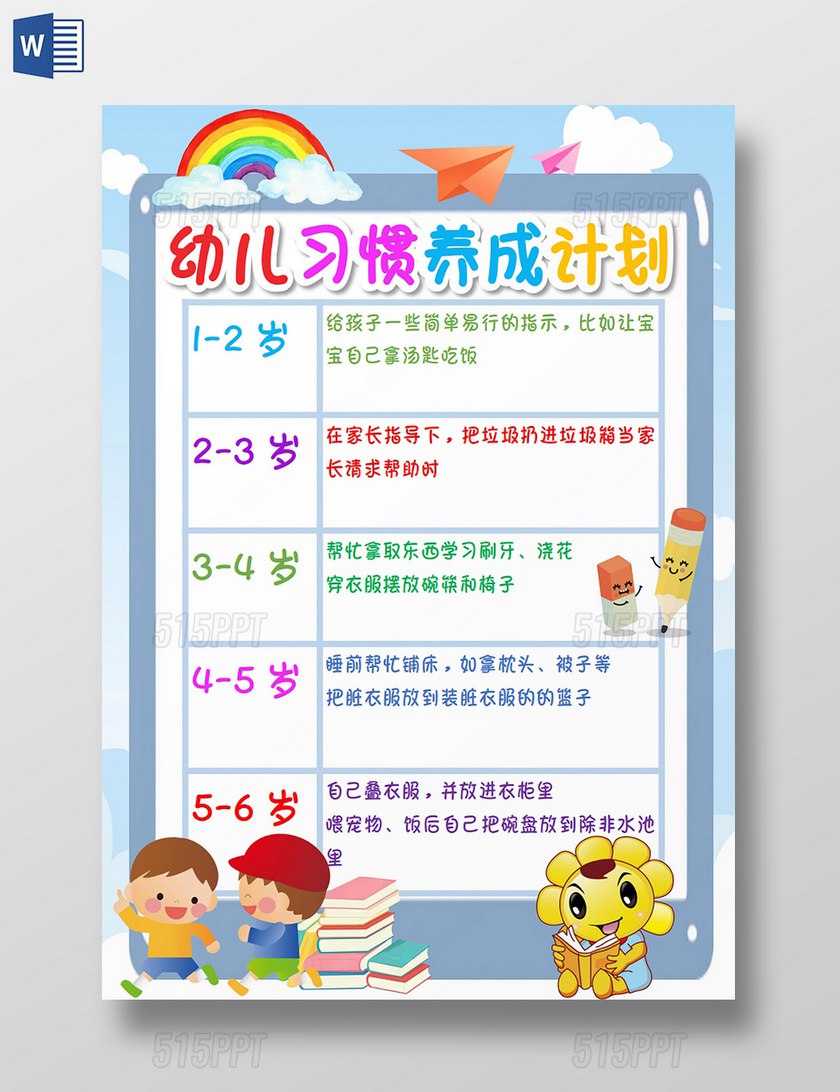 幼儿园好习惯养成标准表[pdf]-书籍-学习资料-电子书夸克网盘资源分享
