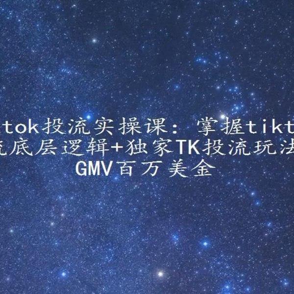《tiktok投流实操课：掌握tiktok投流底层逻辑+独家TK投流玩法月GMV百万美金》-书籍-学习资料-电子书夸克网盘资源分享