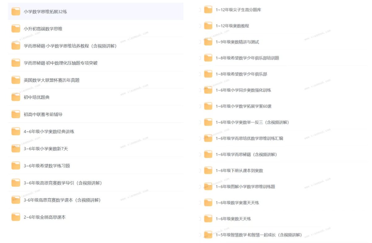 《奥数竞赛类教辅汇总》-书籍-学习资料-电子书夸克网盘资源分享