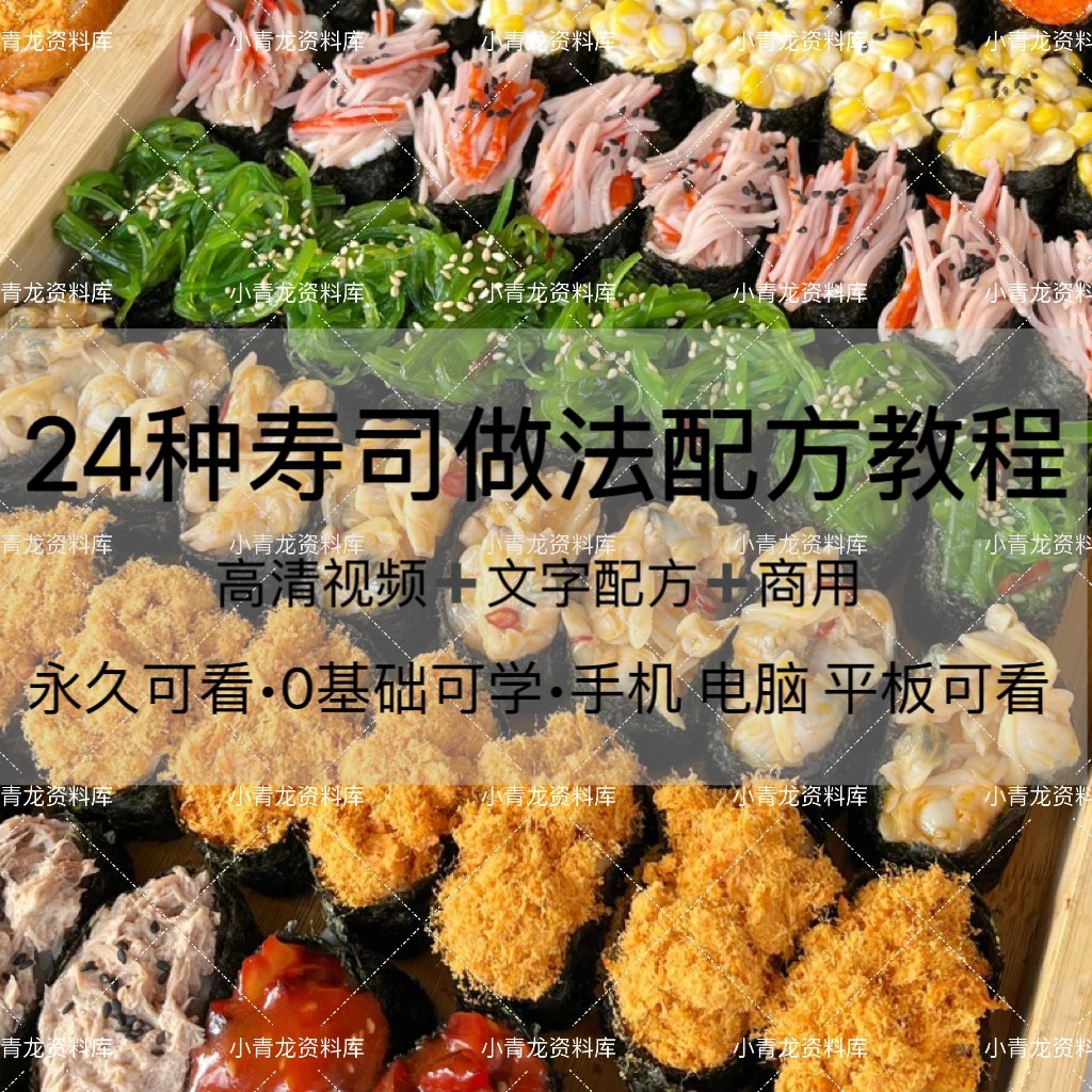 24种寿司制作小吃技术配方教程正反卷手法军舰手握炙岩烧稻荷视频-书籍-学习资料-电子书夸克网盘资源分享